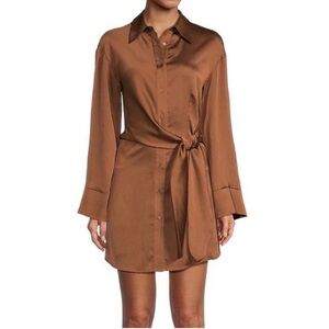 Gianni Bini Brown Silk Wrap Dress